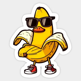 Banana duck with sunglasses Sticker